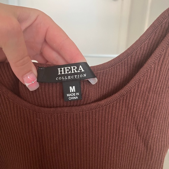 Brown Ribbed Mini Dress - Picture 5 of 5